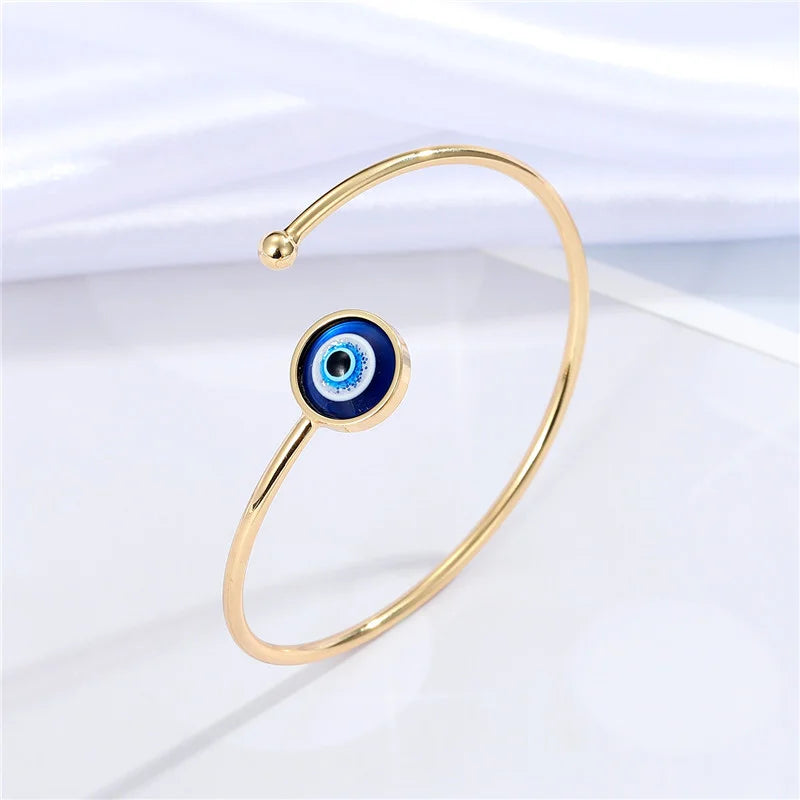 Charm Bracelet Against the Evil Eye Blue Turkish Gold