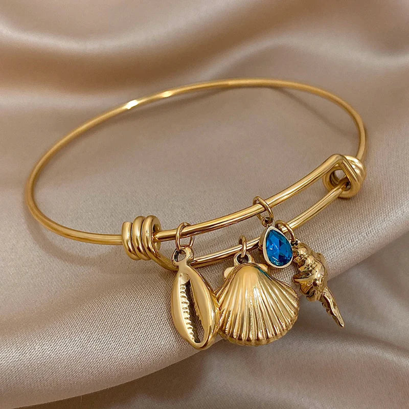 Gold Shell Charm Bracelet