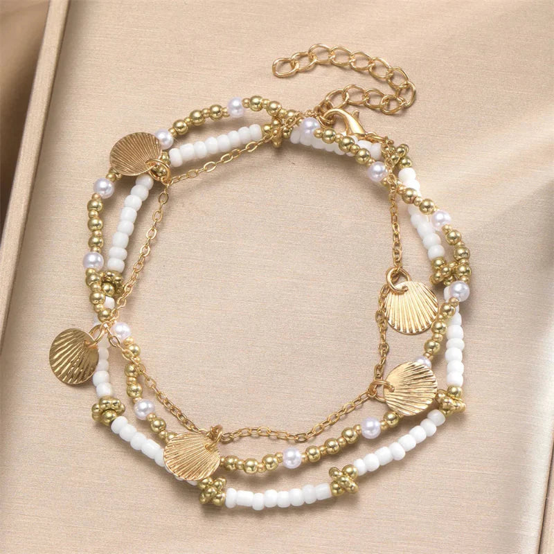 Ankle Bracelet with Shell Beads