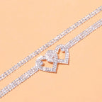 Heart and rhinestone anklet for women