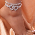 Heart and rhinestone anklet for women