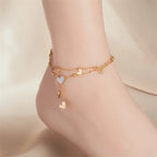 Double Strand Heart Ankle Bracelet