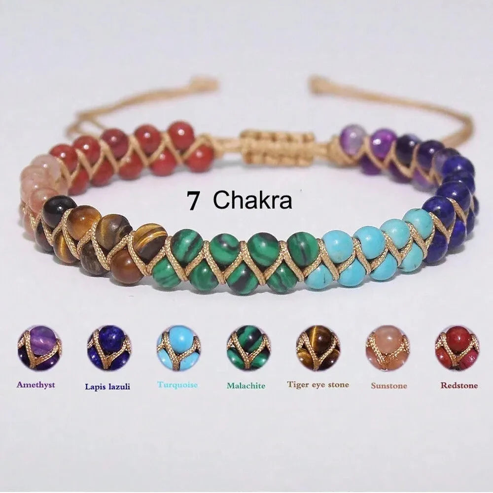 Natural stone 7 chakra anklet bracelet