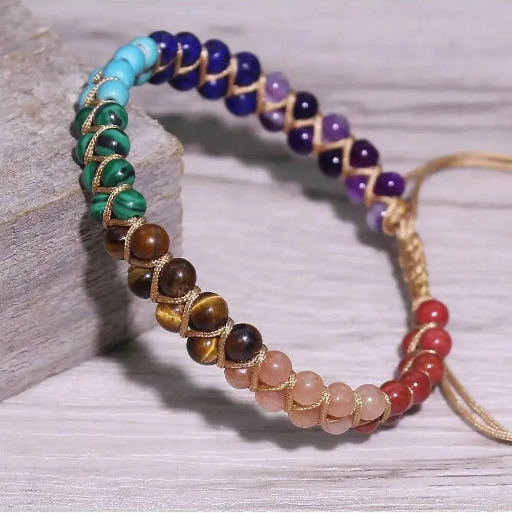 Natural stone 7 chakra anklet bracelet