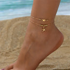Women's gold starfish anklet