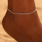 Thin Silver Ankle Bracelet