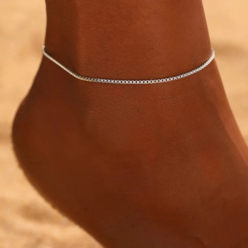 Thin Silver Ankle Bracelet