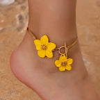 Women's Yellow Flower Ankle Bracelet