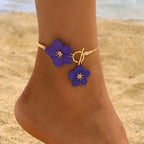 Women's Purple Flower Ankle Bracelet