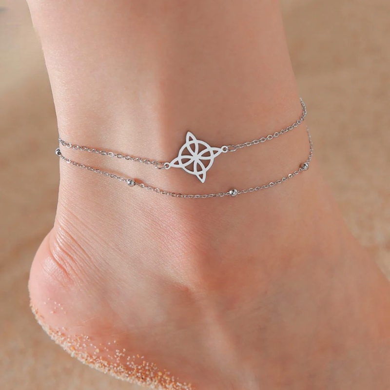 Silver Witch's Knot Ankle Bracelet
