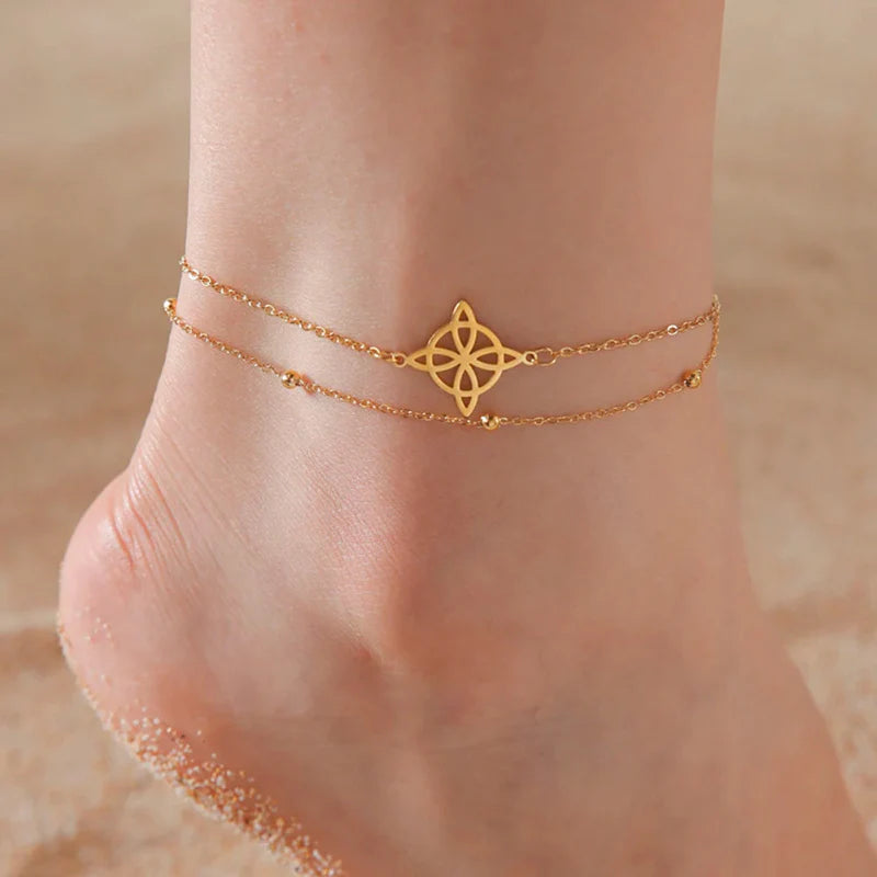 Gold Witch's Knot Ankle Bracelet