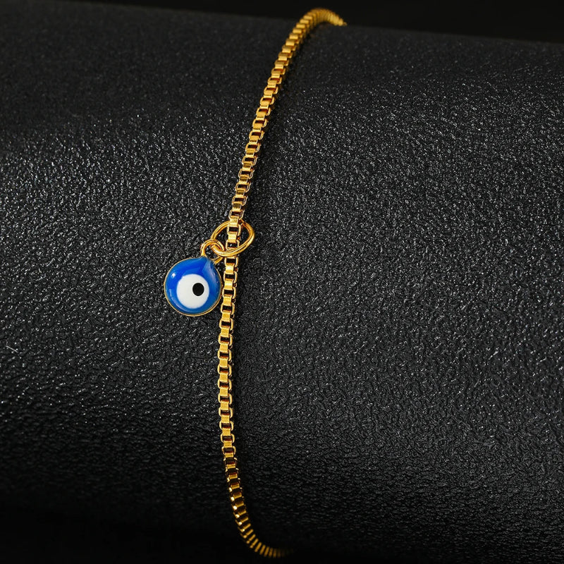 Gold Blue Eye Ankle Bracelet