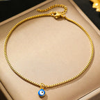 Gold Blue Eye Ankle Bracelet