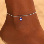 Silver Blue Eye Ankle Bracelet