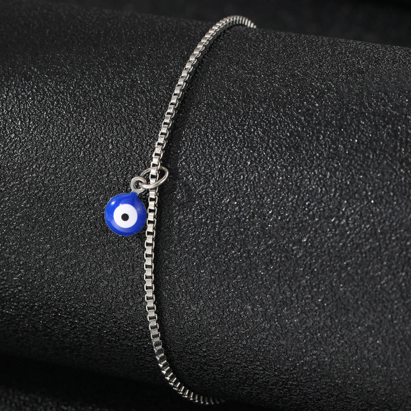 Silver Blue Eye Ankle Bracelet
