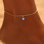 Gold Blue Eye Ankle Bracelet
