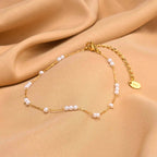 Ankle Bracelet with White Beads