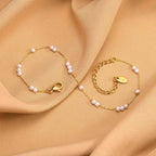 Ankle Bracelet with White Beads