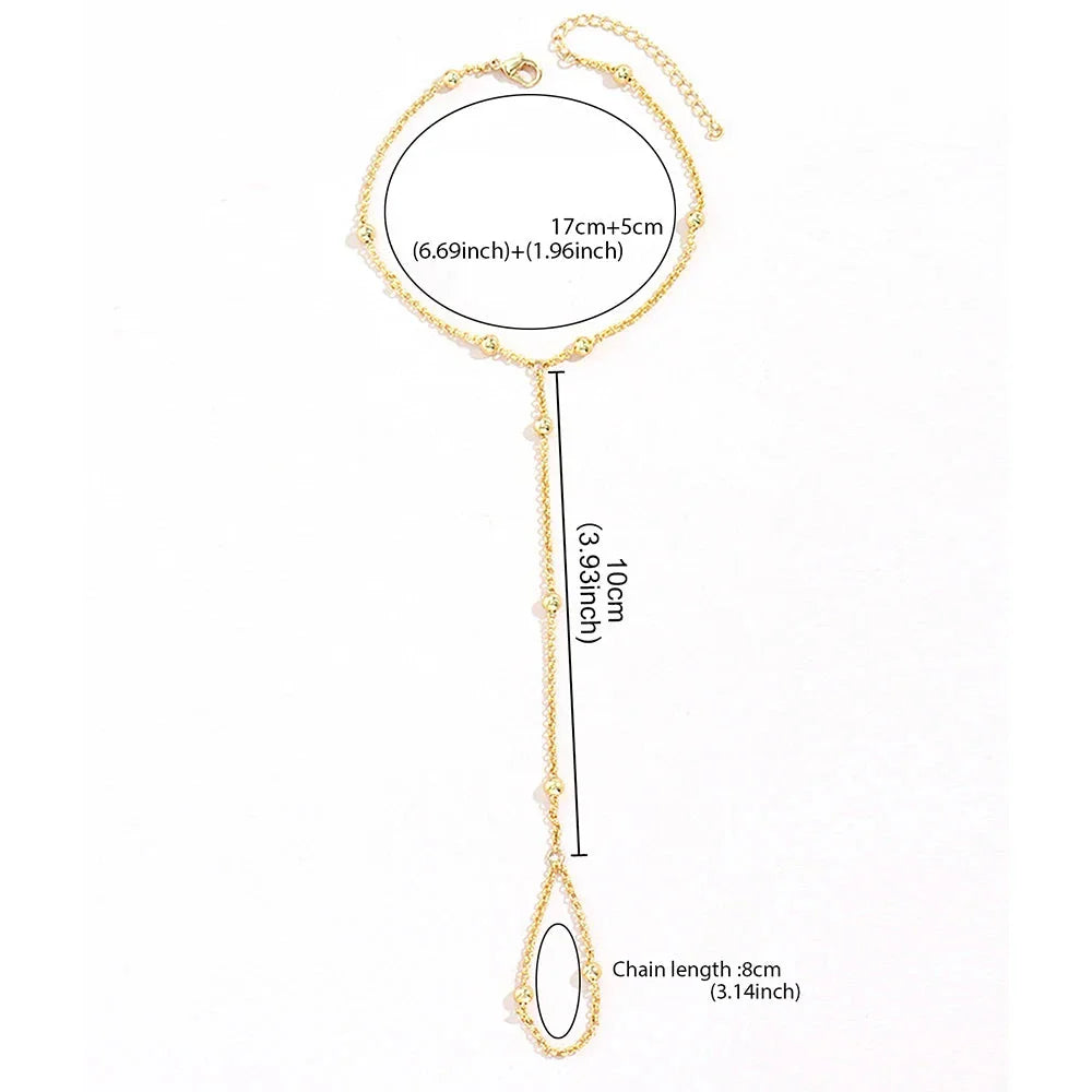 Ball Hand Bracelet Women's Jewelry Hand & Finger Chain gold