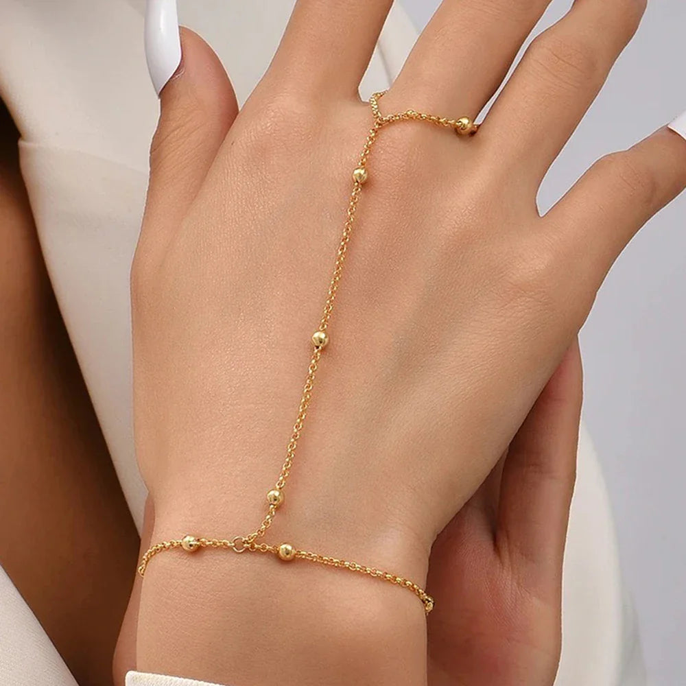 Ball Hand Bracelet Women's Jewelry Hand & Finger Chain gold