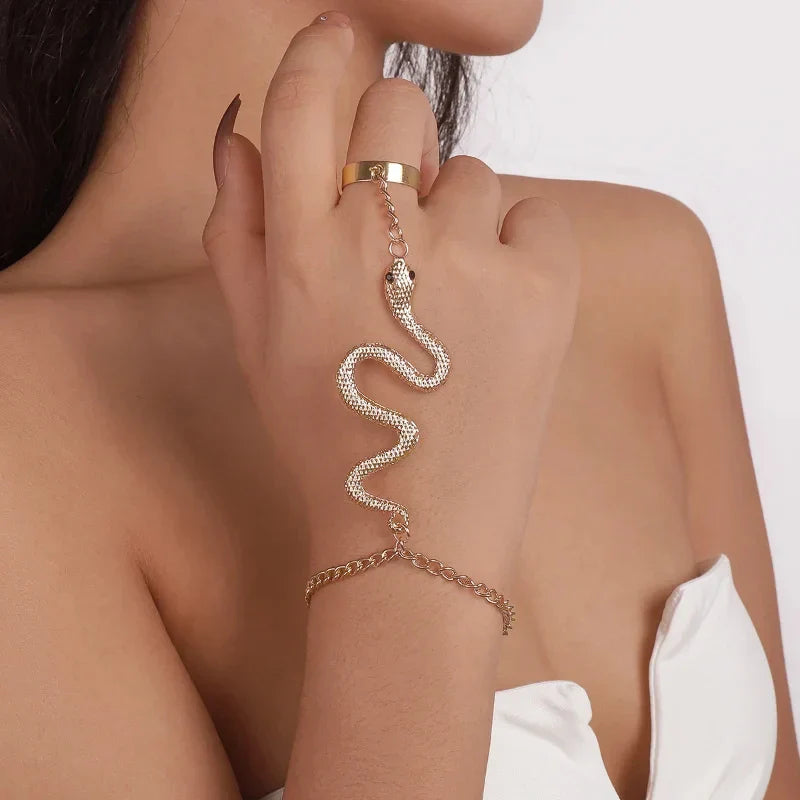 Snake Hand Bracelet Women's Jewelry Gold Hand & Finger Chain