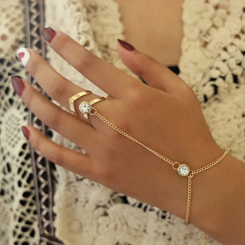 Hand Zircon Bracelet - Women's Jewelry Hand & Finger Chain