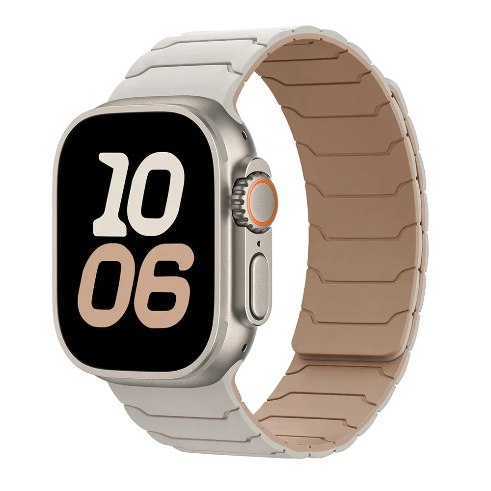 Magnetic replacement band for Apple Watch white beige