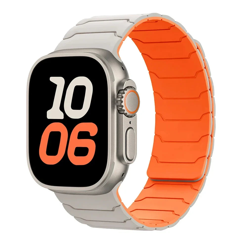 Magnetic replacement band for Apple Watch white orange