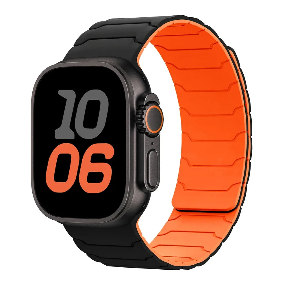 Magnetic replacement band for Apple Watch black orange