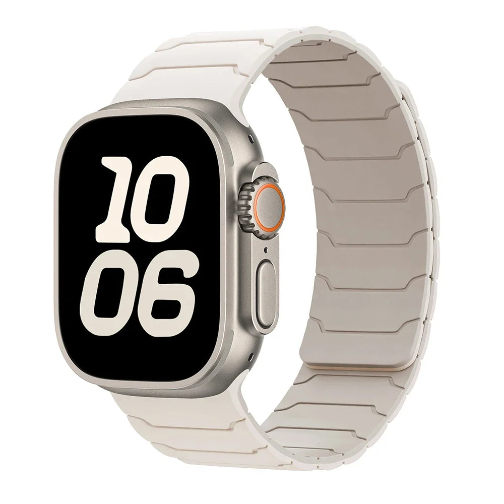 Magnetic replacement band for Apple Watch white