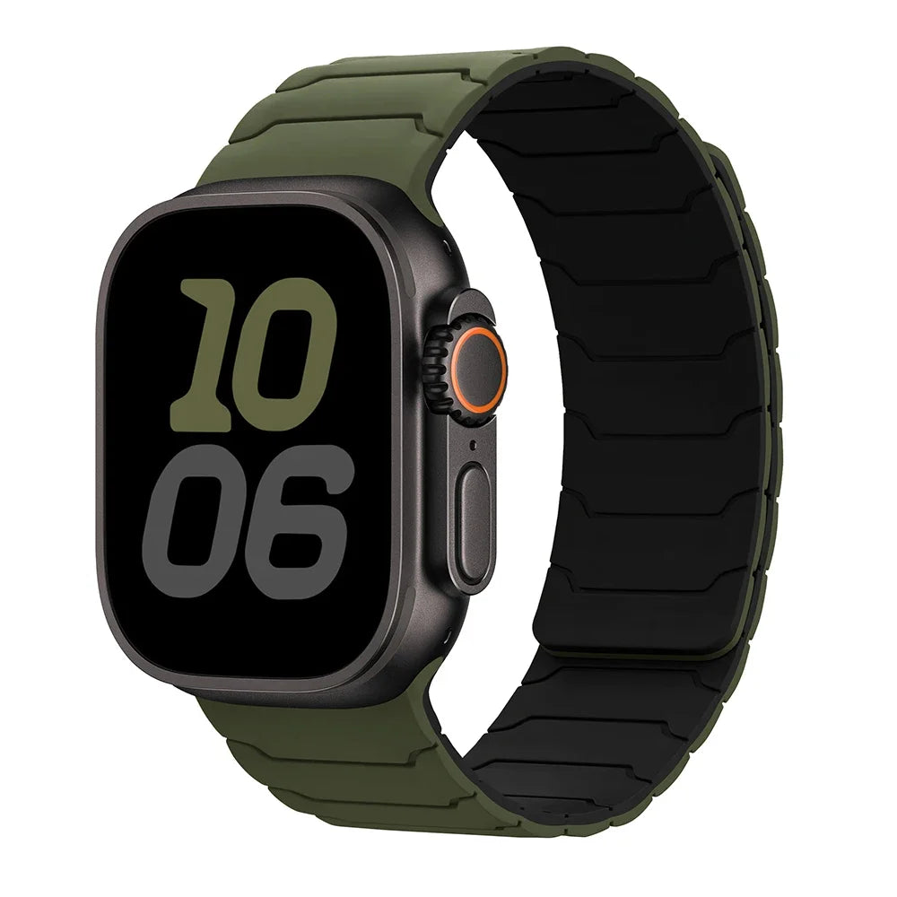 Magnetic replacement band for Apple Watch green black