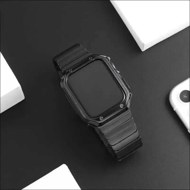 Black stainless steel replacement band for Apple Watch