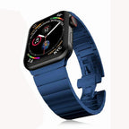 Blue stainless steel replacement band for Apple Watch