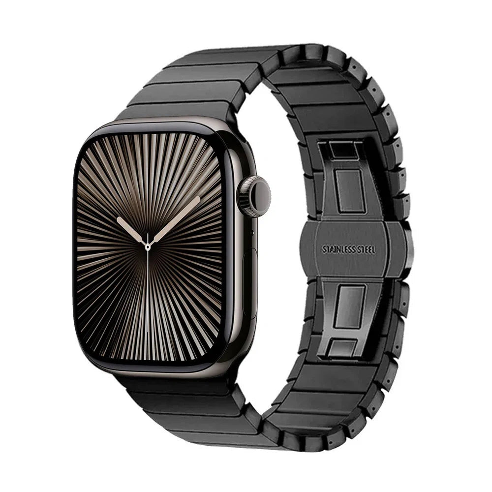 Black stainless steel replacement band for Apple Watch