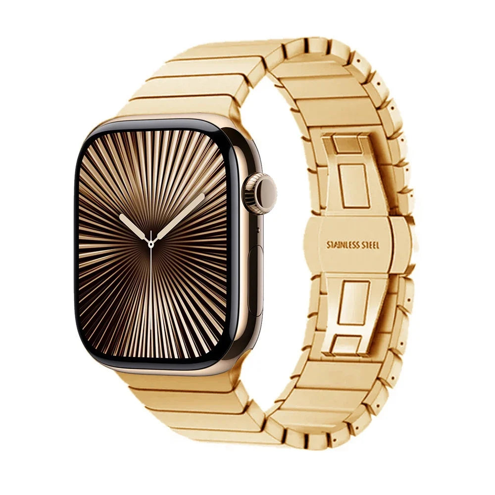 Gold stainless steel replacement band for Apple Watch