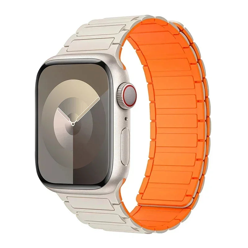 Magnetic replacement band for Apple Watch beige orange
