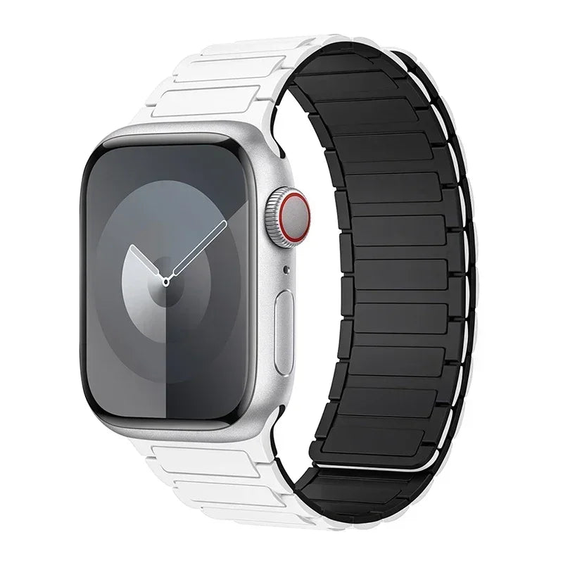 Magnetic replacement band for Apple Watch white black
