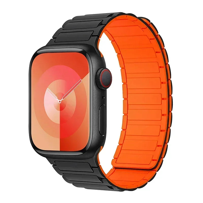 Magnetic replacement band for Apple Watch black orange