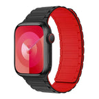Magnetic replacement band for Apple Watch black red