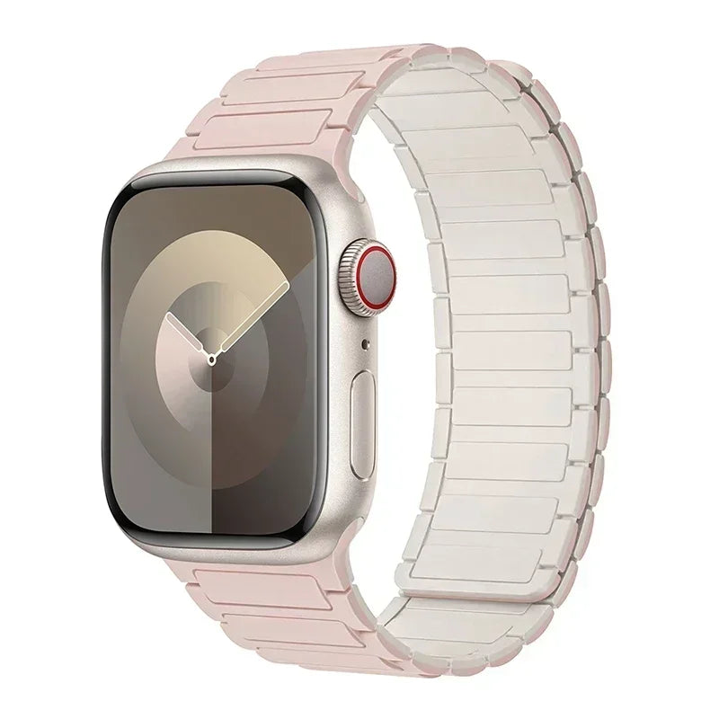 Magnetic replacement band for Apple Watch pink and white