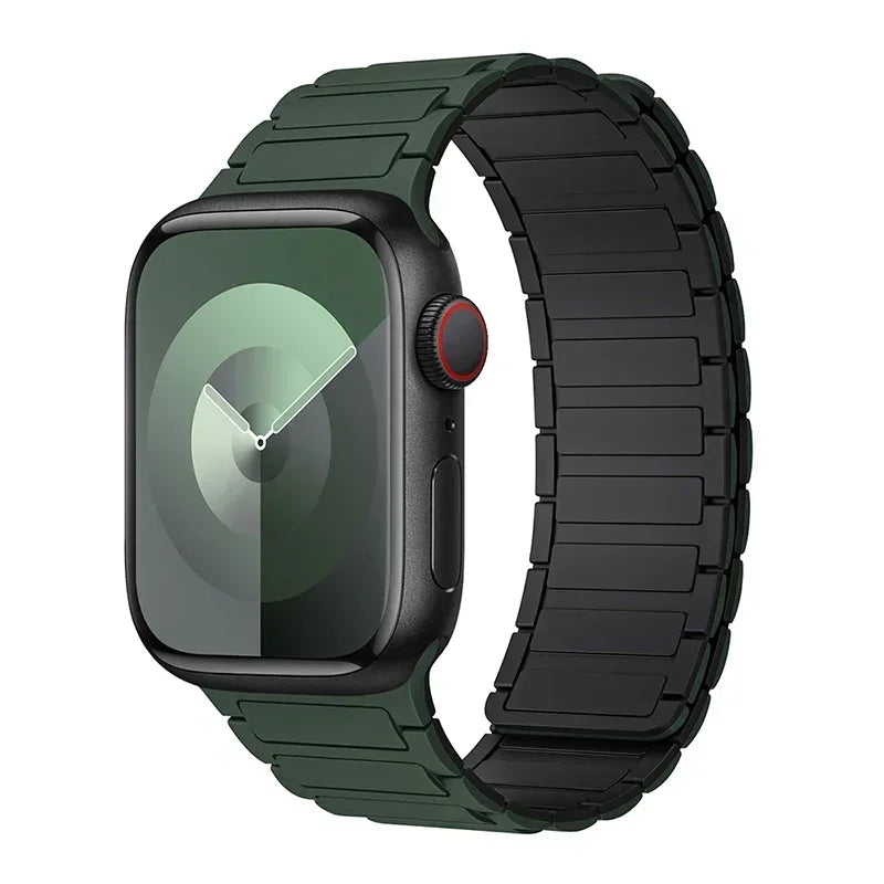 Magnetic replacement band for Apple Watch green black