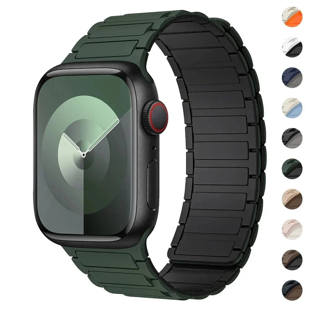 Magnetic replacement band for Apple Watch green black