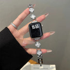 Replacement band for Apple Watch - clover design silver black