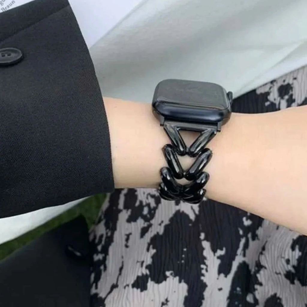 Replacement Apple Watch band in black steel