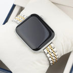 Replacement Apple Watch band in silver and gold stainless steel