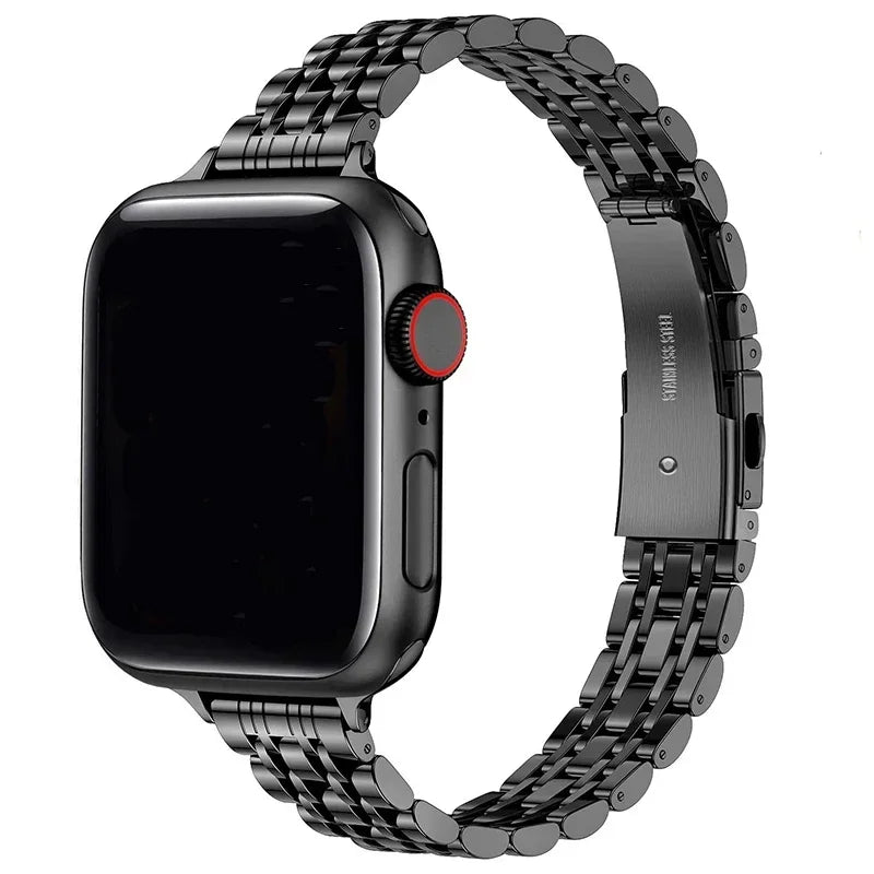 Replacement Apple Watch band in black stainless steel