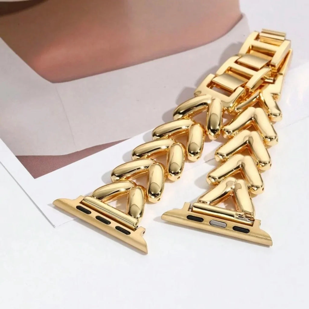 Replacement Apple Watch band in gold-tone steel