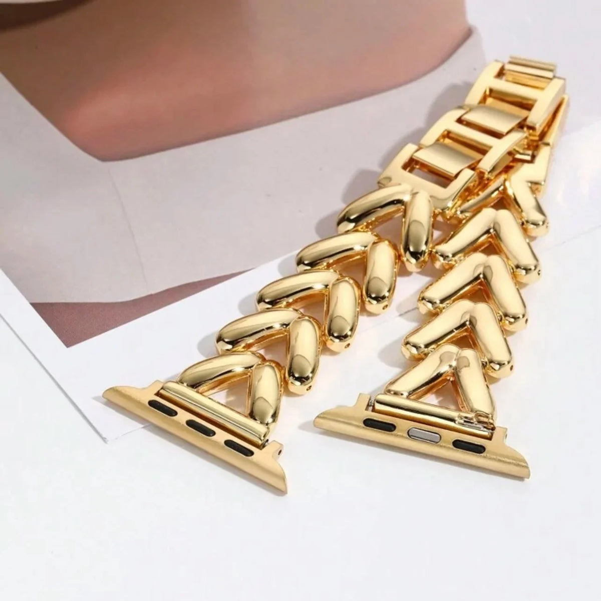 Replacement Apple Watch band in gold-tone steel