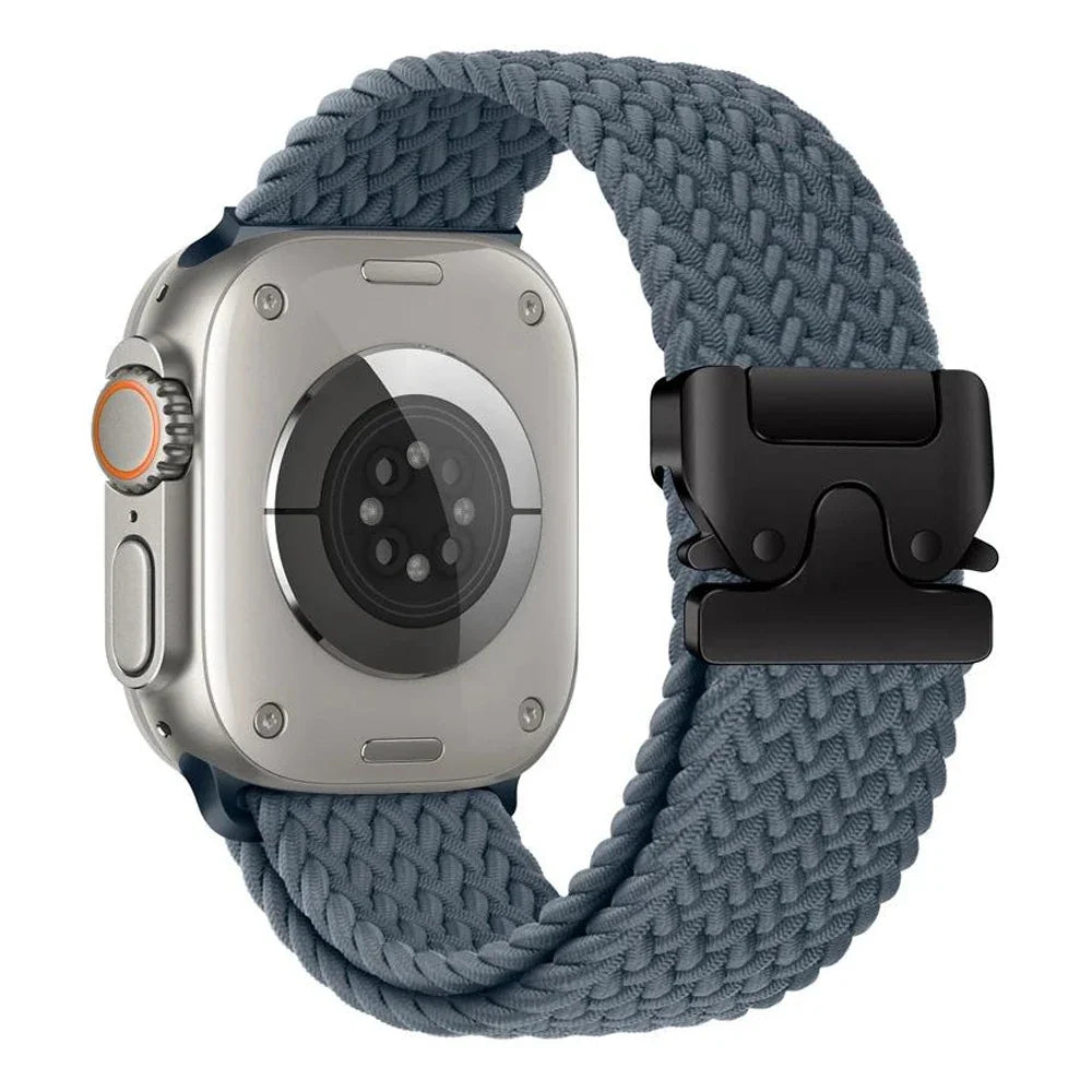 Apple Watch replacement band in blue-gray paracord