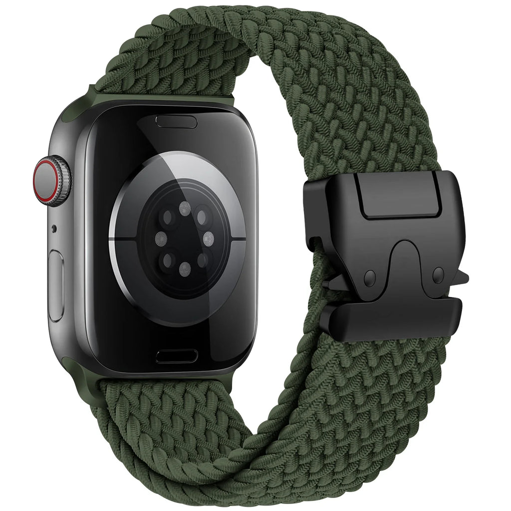 Apple Watch replacement band in green paracord
